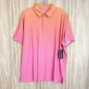 NWT Birdie Bound Polo Shirt Mens Large Ombre Pink Color Golf Casual Short Sleeve